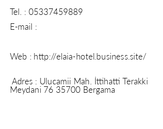 Elaia Hotel iletiim bilgileri